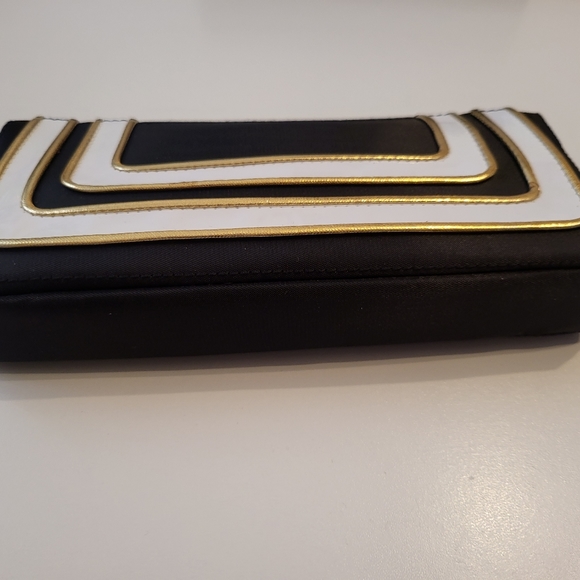 MAC Clutch makeup travel carrying case zip bag Black gold White - Picture 8 of 8